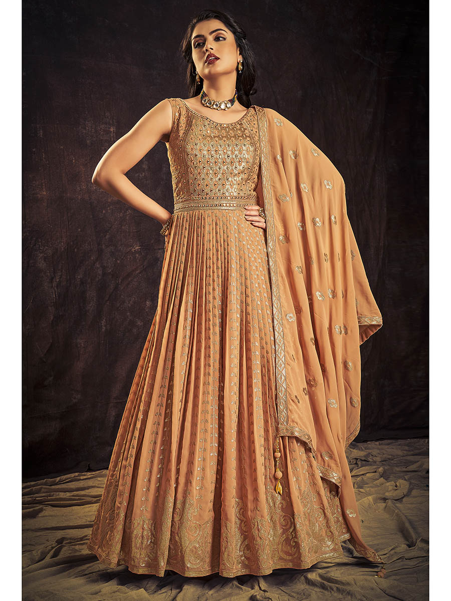 Myra Apricoat Real Georgette Designer Gown Style Suit