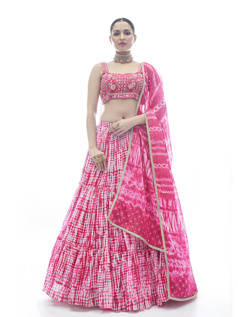 Myra Pink Jaquard Embroidered Designer Lehenga