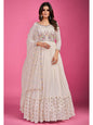 Myra White Pure Georgette Embroidered Gown