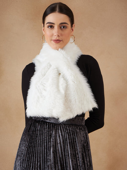InWeave Women's Pure White Faux Fur Neck Warmer