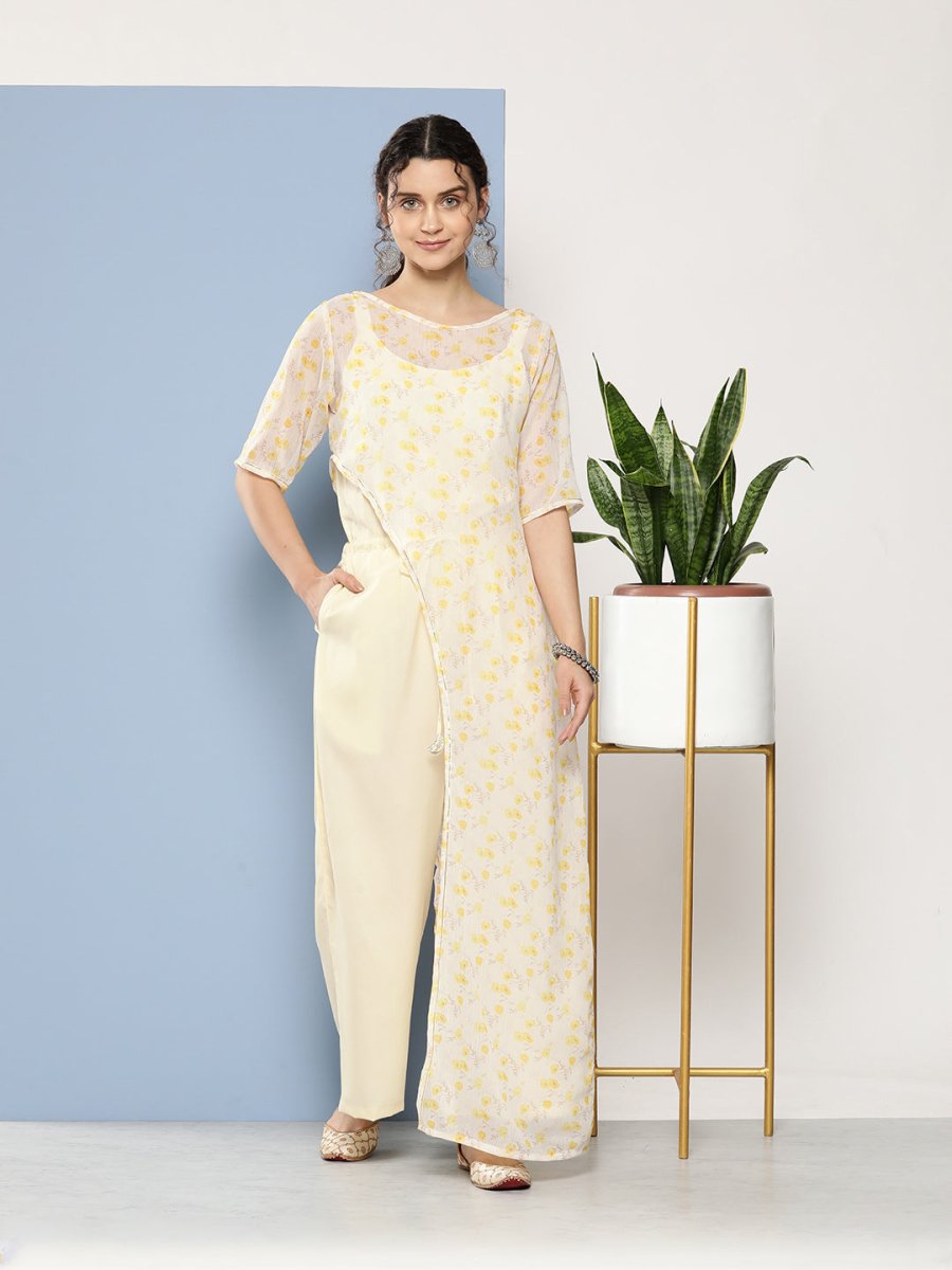 Ahalyaa Printed Waist Tie-Ups Basic Jumpsuit