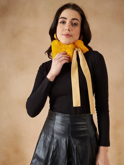 InWeave Women's Yellow Fur Neckpiece