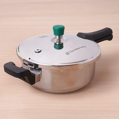 The Indus Valley Tri-ply Stainless Steel Pressure Pan, Premium Quality, 3 Layer Thick Body, Heavy Bottom, 100% Food-safe, ISI Certified, Induction & Gas, 3.5/5L