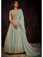 Myra Light Blue Real Georgette Designer Gown Style Suit