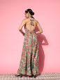 InWeave Women's Green Paisley Print Back Detail Long Dress