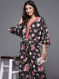 Ahalyaa Printed Crepe Basic Jumpsuit With Lace Inserts