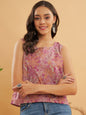 InWeave Pink Coral Floral Print W/U Top