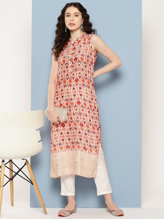 Ahalyaa Women Ethnic Motifs Embroidered Gotta Patti Kurta