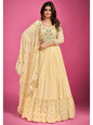 Myra Yellow Pure Georgette Embroidered Gown