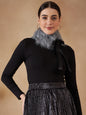 InWeave Women's Light Grey Fur Neckpiece