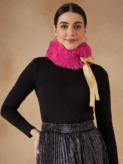 InWeave Women's Light Pink Fur Neckpiece