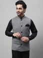 Even Apparels Men's Grey Pure Wool Nehru Jacket