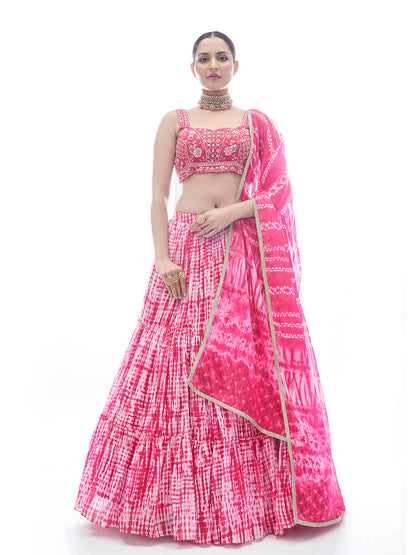 Myra Pink Jaquard Embroidered Designer Lehenga