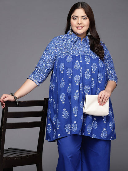 Ahalyaa Women Plus Size Cotton Tunic with Palazzos