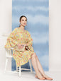 InWeave Women's Yellow Orange Ikkat Print Short Dress
