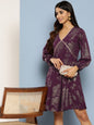 Ahalyaa Floral Print Puff Sleeves Empire Crepe Ethnic Dress