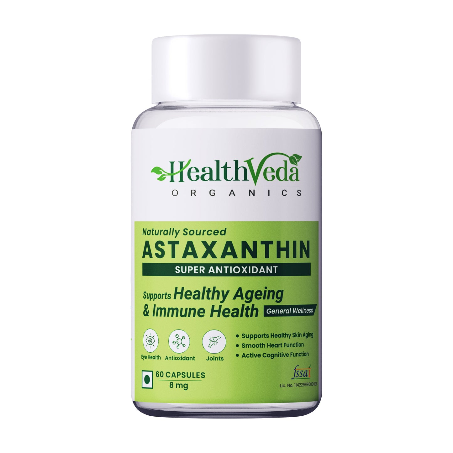 Health Veda Organics Plant Based Astaxanthin 8mg Capsules