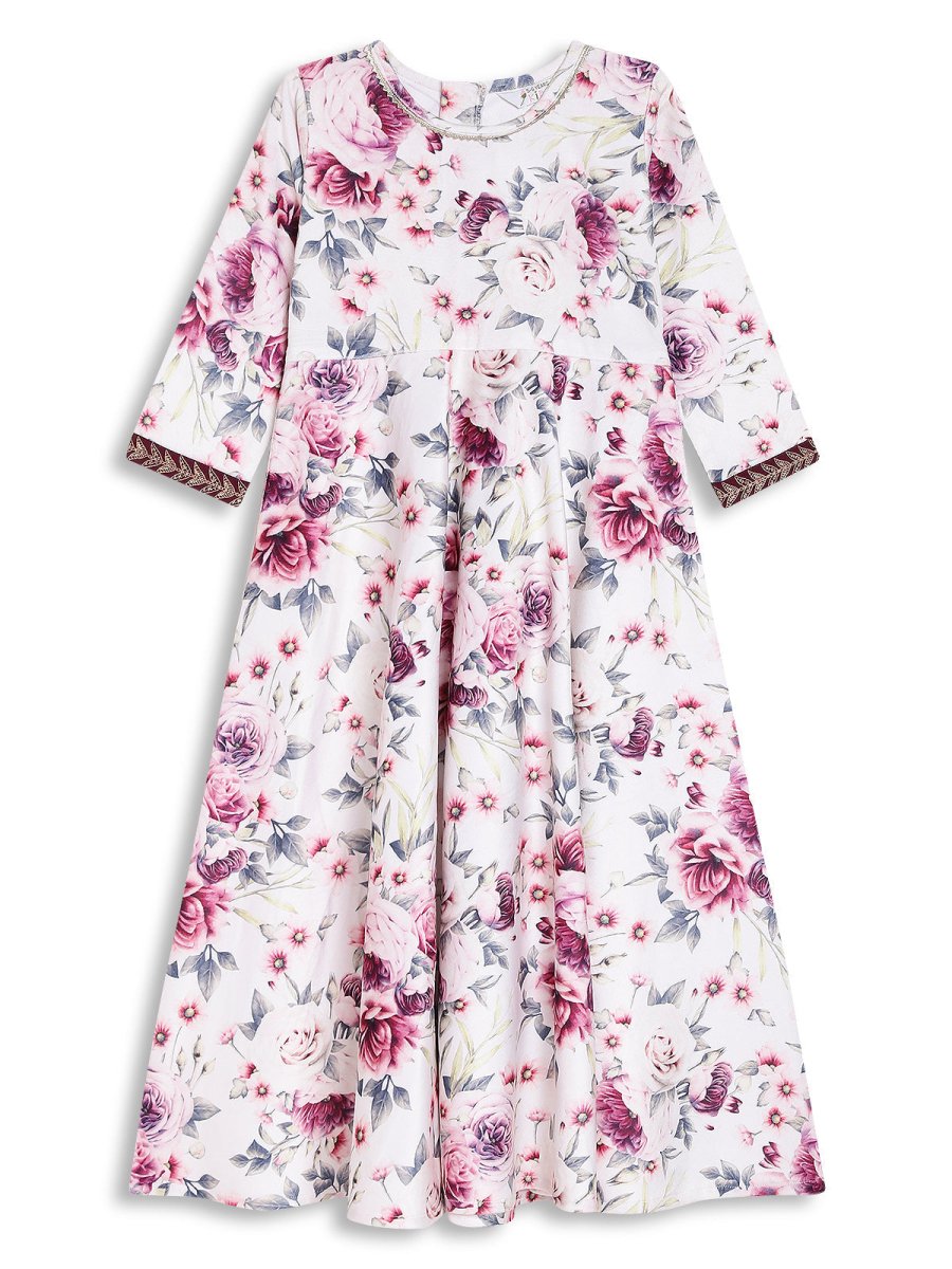 Ahalyaa Girls Printed A-Line Maxi Kids Ethnic Dresses