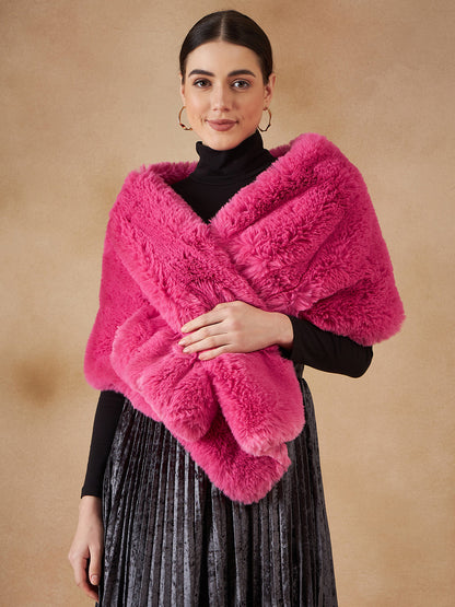 InWeave Women's Light Pink Long Faux Fur Cape