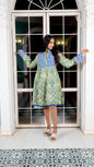 Noroke Sustainable fabric | Cupro Muslin Blue Pottery Tunic Dress
