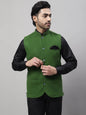 Even Apparels Men's Green Pure Wool Nehru Jacket
