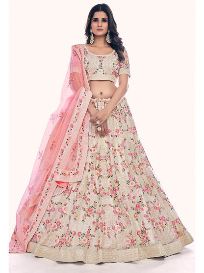 Myra White Soft Net Embroidered Designer Lehenga Choli