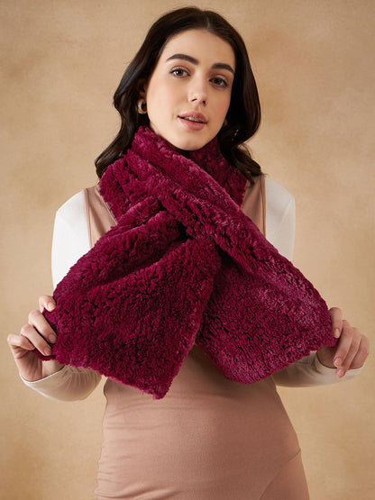 InWeave Women's Burgundy Faux Fur Neck Warmer