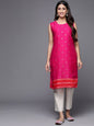 Ahalyaa Women Pink Geometric Printed Kurta