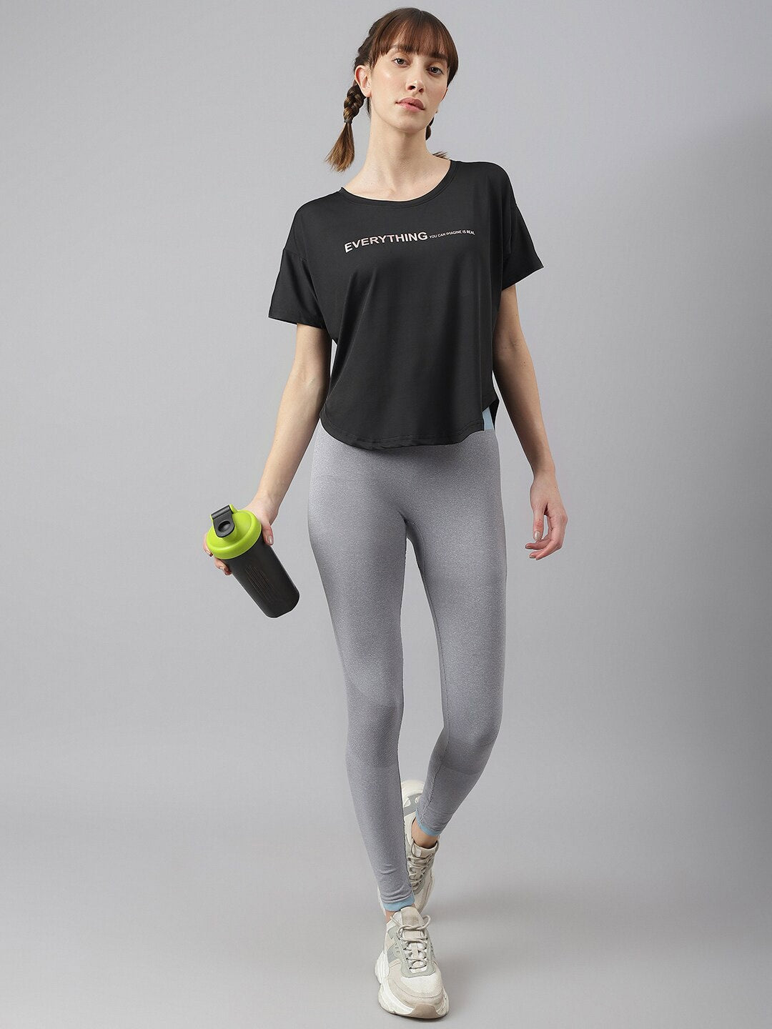 MKH Women Typography Printed Drop-Shoulder Sleeves Dri-FIT Sports T-shirt