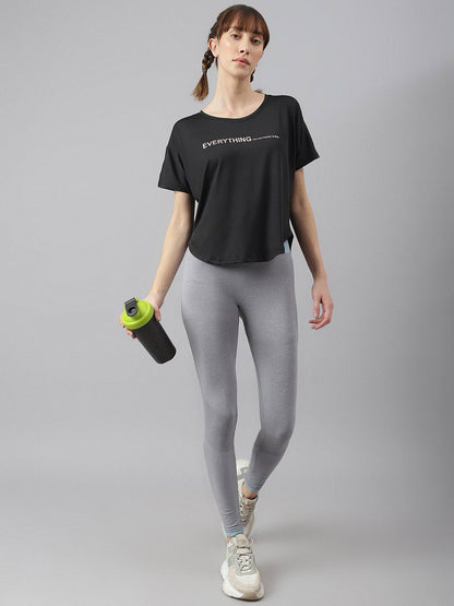 MKH Women Typography Printed Drop-Shoulder Sleeves Dri-FIT Sports T-shirt