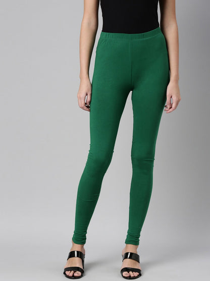 Souchii Green Solid Slim-Fit Leggings