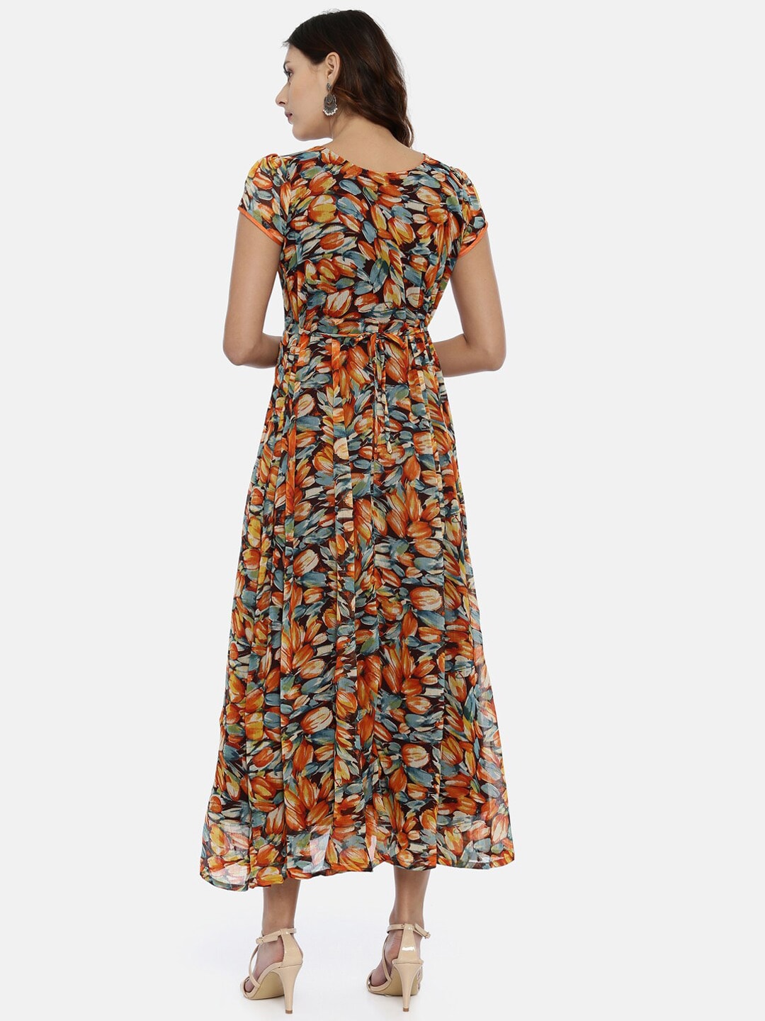 Souchii Black Printed Fit and Flare Dress For Women