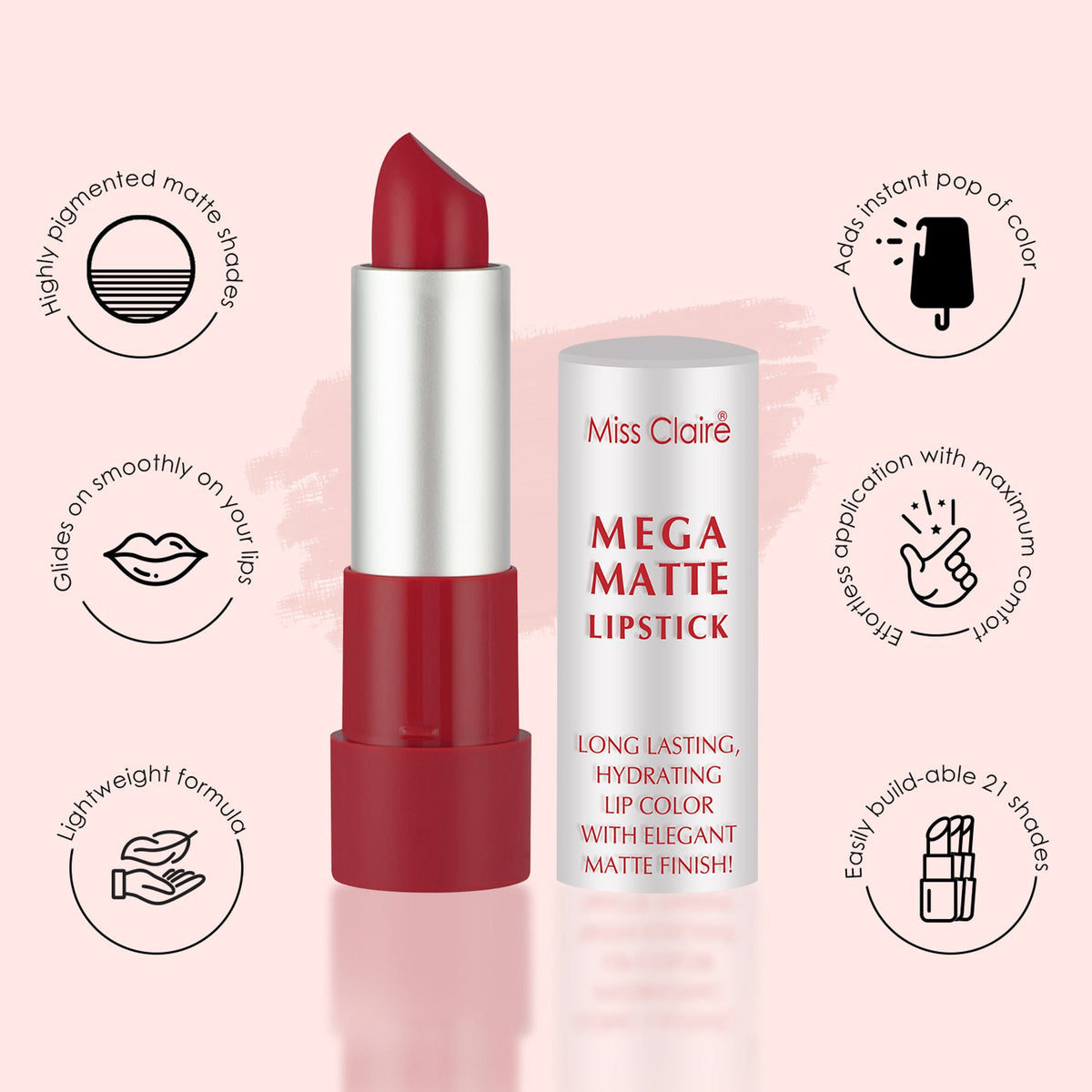 Miss Claire Mega Matte Lipstick - 12
