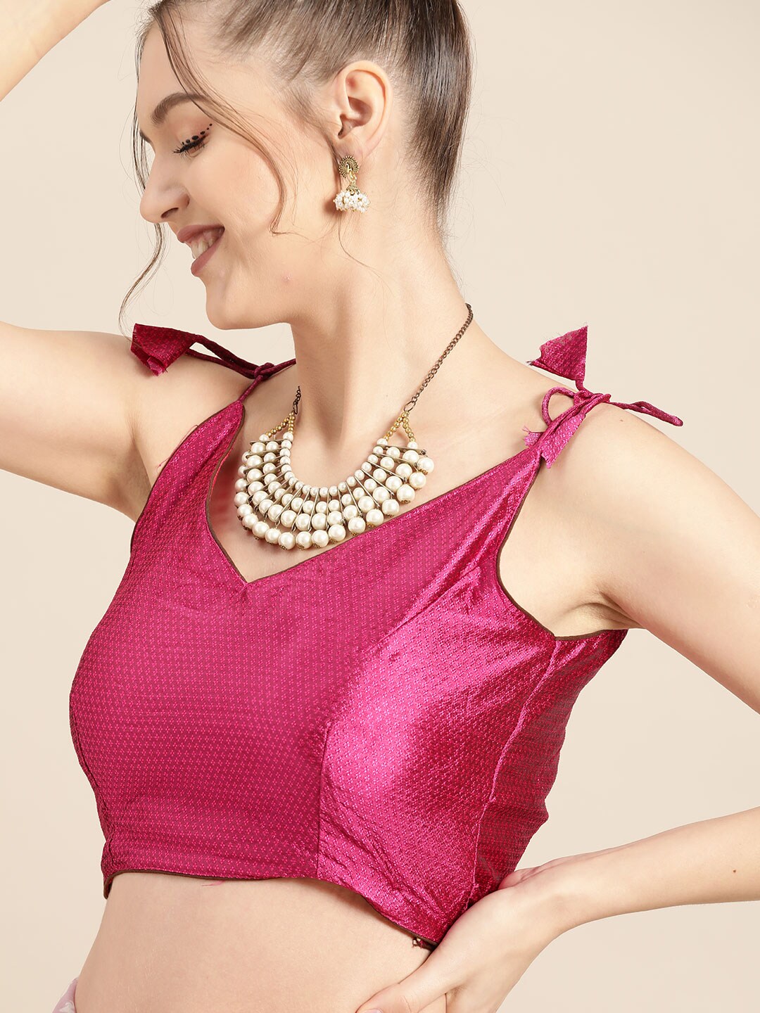 Tikhi Imli Pretty Pink Printed Poly Georgette Saree