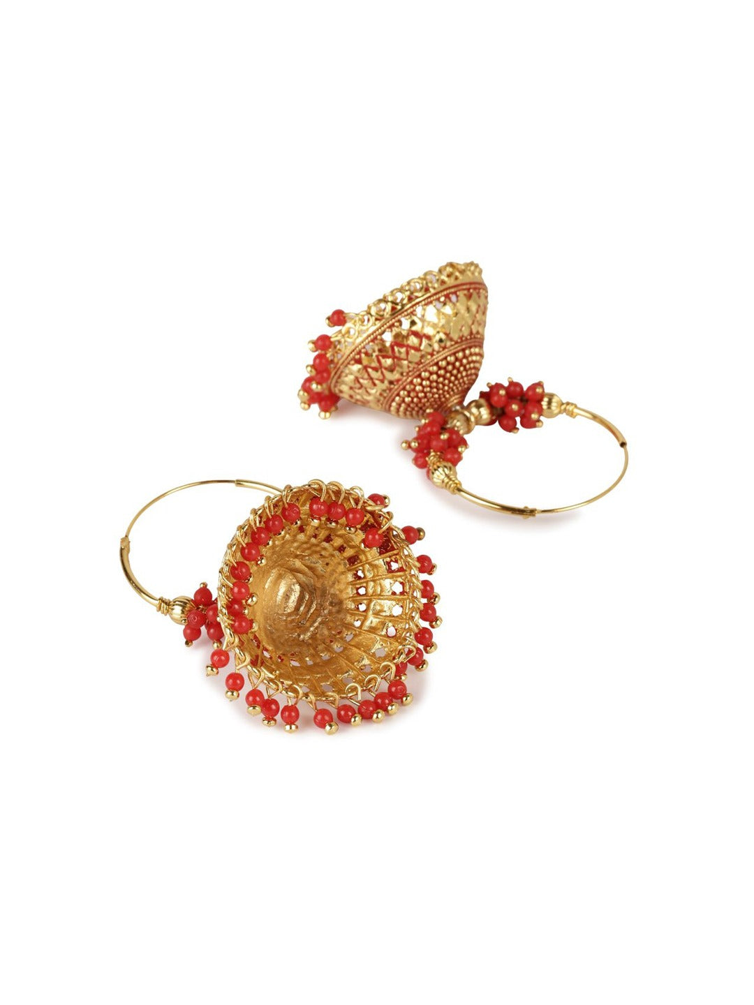 Gold-Polished Alloy Hoop And Jhumki Earrings - The Pari
