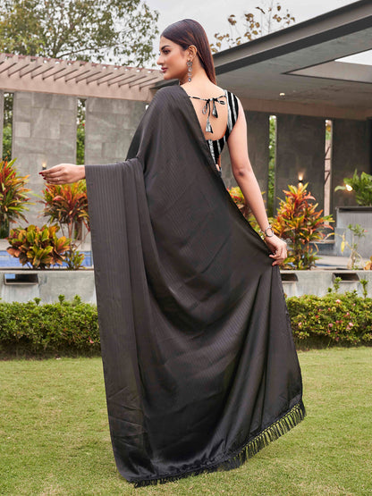 Tikhi Imli Striped Satin Ready to Wear Saree
