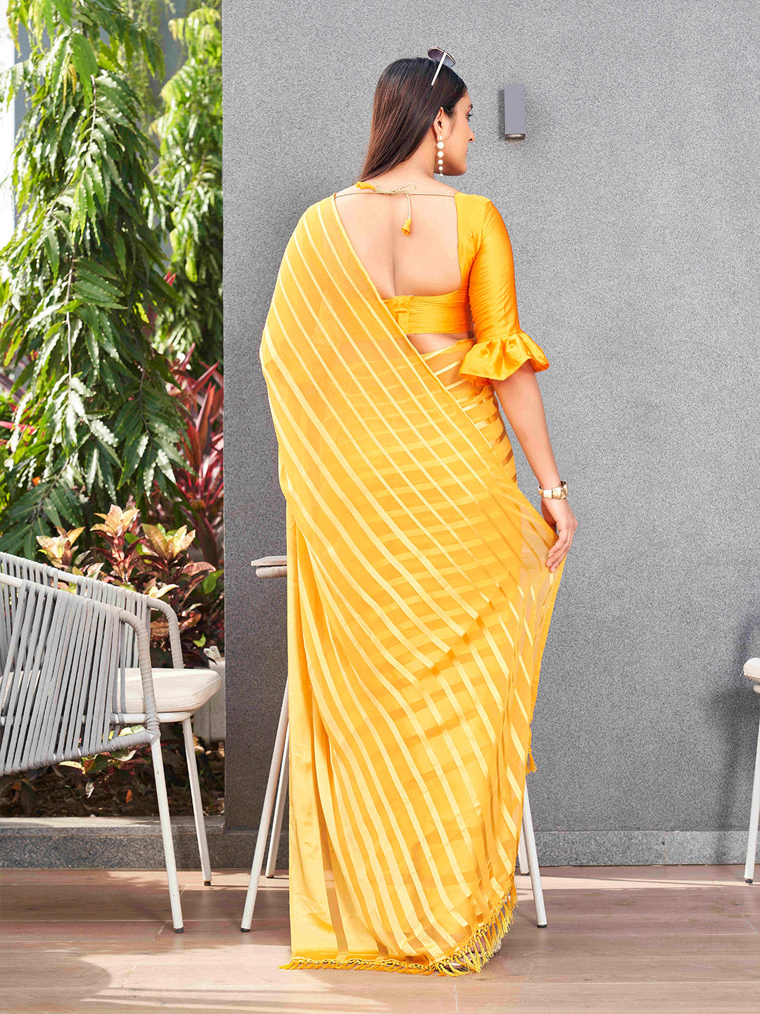 Tikhi Imli Striped Georgette Ready to Wear Saree