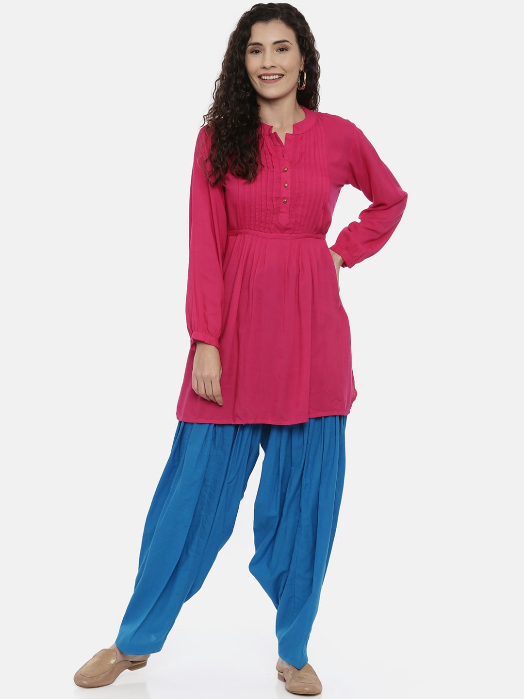 Souchii Turquoise Blue Solid Loose-Fit Patiala