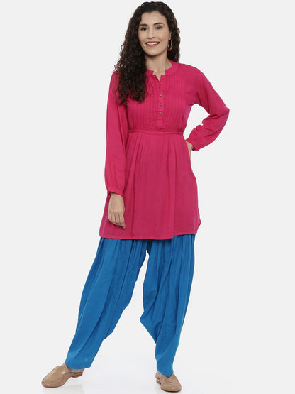 Souchii Turquoise Blue Solid Loose-Fit Patiala