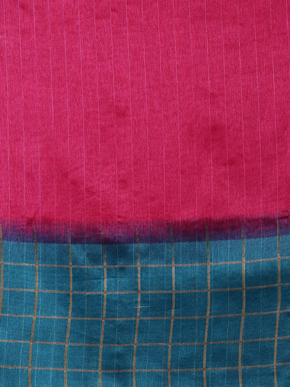 Saree Mall Pink & Purple Colourblocked Bhagalpuri Saree