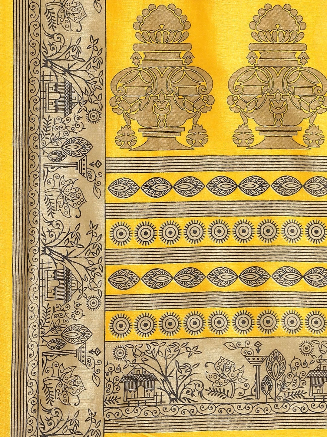 Saree Mall Yellow & Beige Printed Saree