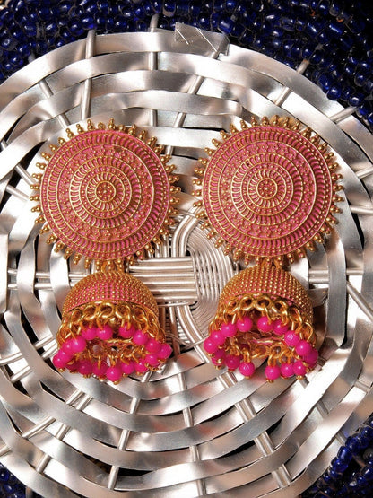 Gold-Polished Alloy Designer Brass Jhumki Earrings - The Pari