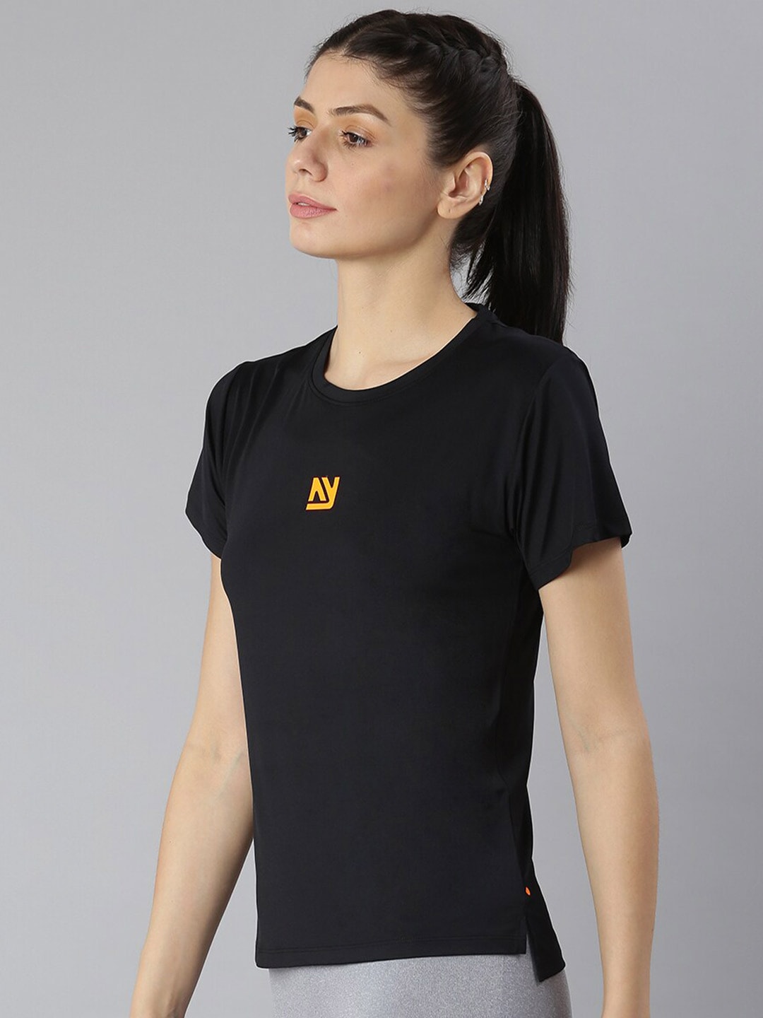 MKH Women Round Neck High Low Dri-FIT T-shirt
