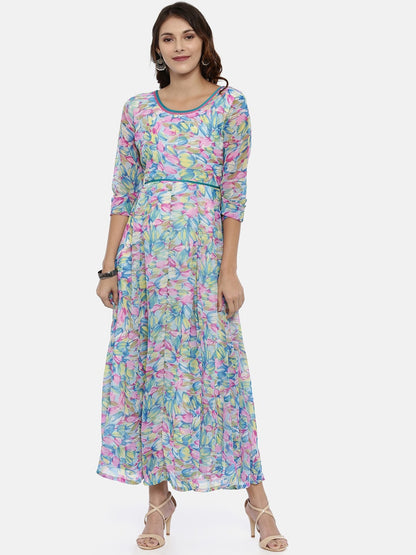 Souchii Multicoloured Printed Maxi Dress