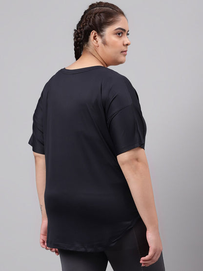MKH Plus Size Typography Printed Relaxed Fit Dri-FIT T-shirt