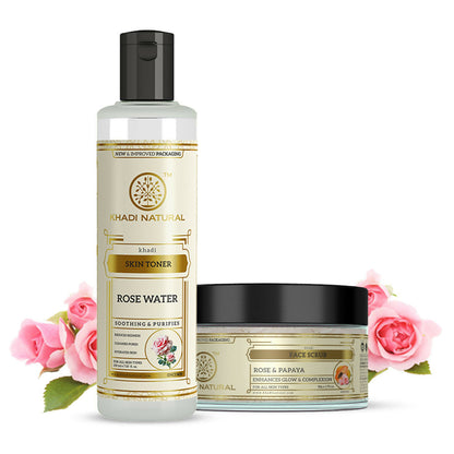 Khadi Natural Rose & Papaya Face Scrub + Rosewater Skin Toner
