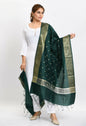 Mominos Fashion Moeza Women's Banarsi Silk Woven Design Bottle Green Dupatta