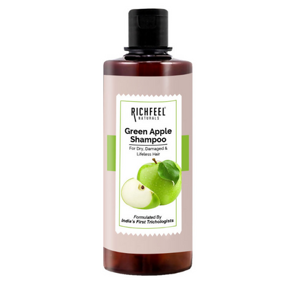 Richfeel Green Apple Shampoo For Dry Damaged Hair - Nourishes Scalp Promotes Shine & Smoothness