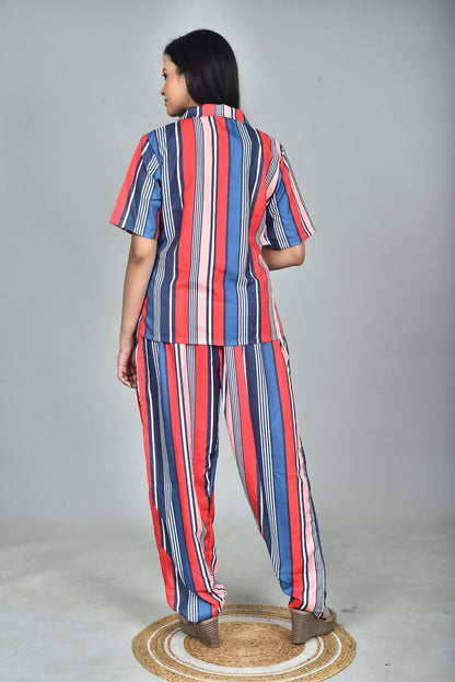 Morchari Digital Print Semi Muslin Co-Ord Set Top & Trouser-Multicolor