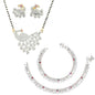 AanyaCentric Gold-Polished Mangalsutra Pendant Earring Set & Silver Plated Anklet